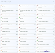 R R Briyani menu 1