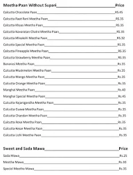 Raj Paan Bhandar menu 2