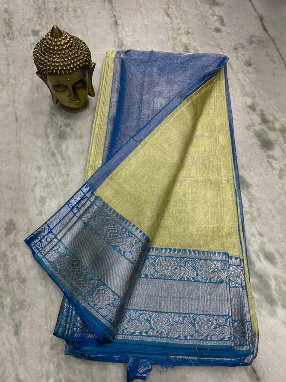 mangalagiri pure tissue pattu kanchi border plain tissue pattu sarees