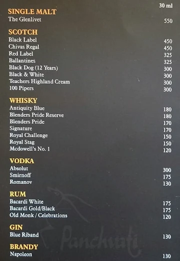 The Terrace Bistro menu 