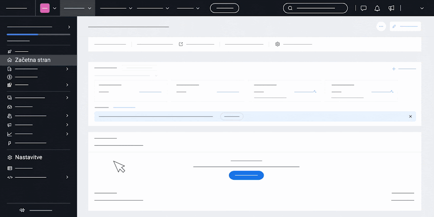 Animirana slika GIF, ki prikazuje, kako se v storitvi Wix pomaknete v razdelek »Marketing Integrations« (Trženjske integracije).
