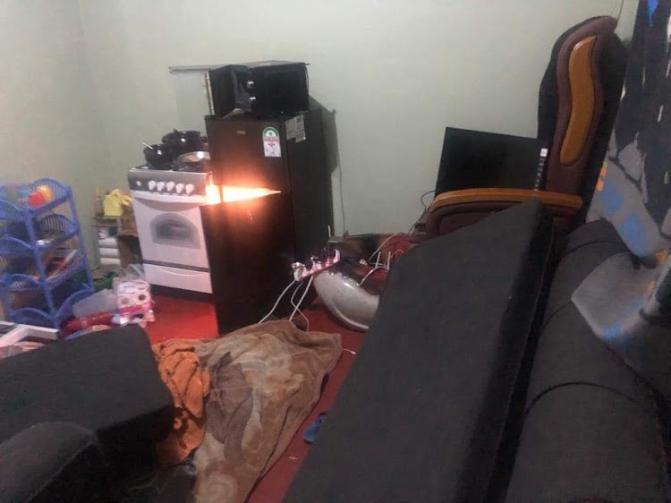 Crime scene: Inside Brian Waweru' one bedroom house where the murder happened.