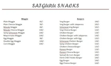 Satguru Snacks menu 