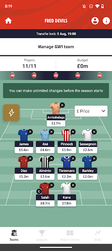 Screenshot The Sun Dream Team Soccer