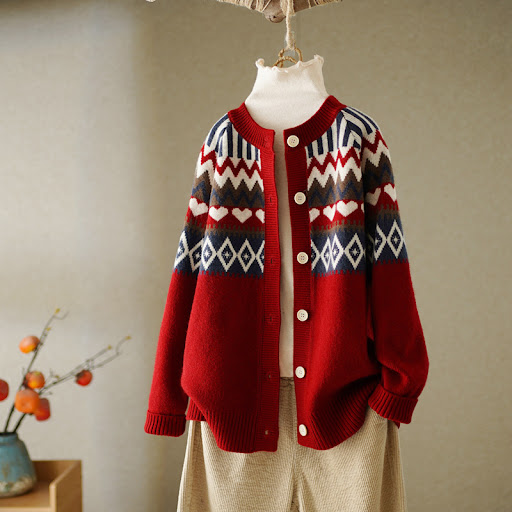 Title 4, Shuqiu Retro Love Jacquard Round Neck Sweater W...