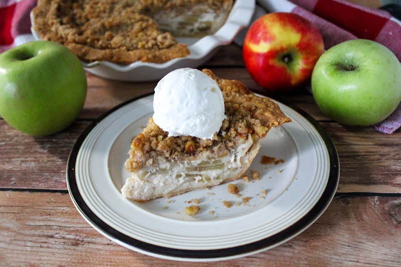 Inside Layers Of The Sour Cream Apple Pie.