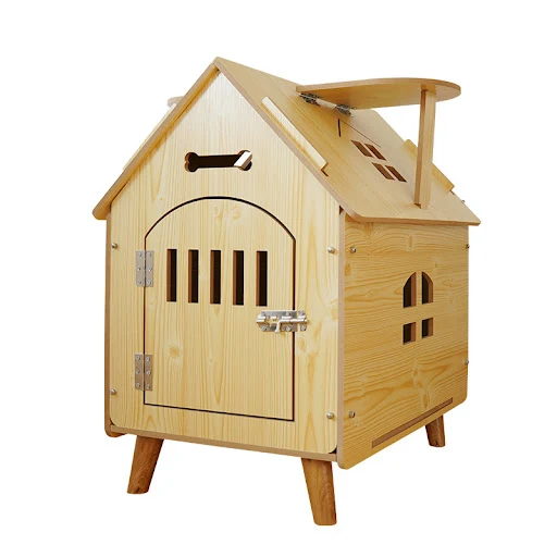 Single Family Small Villa Pet Houses，wooden Dog House Outdoor Guardrail, Indoor All-season Universal Pet Cat Kennels Dog