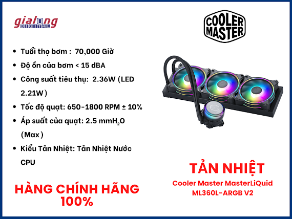 Tản Nhiệt Cooler Master Masterliquid Ml360L - Hàng Chính Hãng