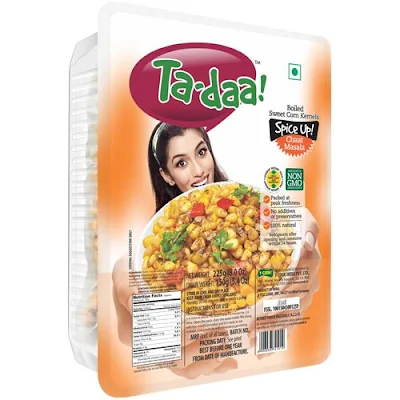 Tadaa Boiled Sweet Corn Kernel - Spice Up With Chat Masala Seasoning - 225 gm