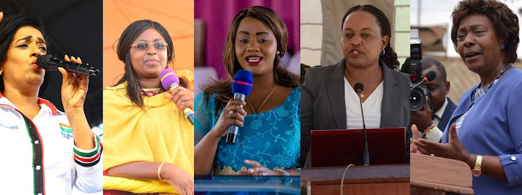 Esther Passaris, Aish Jumwa, Catherine Waruguru, Anne Waiguru and Charity Ngilu