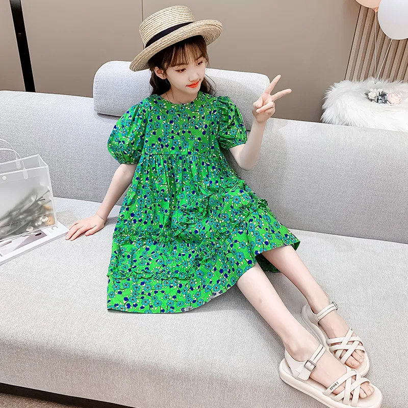 Title 5, Vestido floral de verão para meninas, manga cur...
