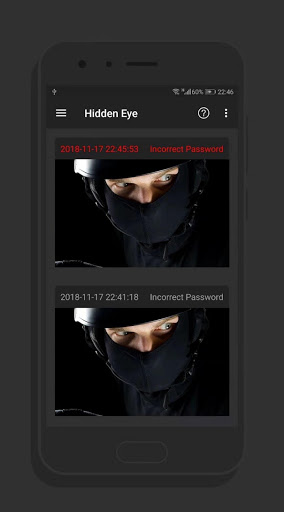 Screenshot Hidden Eye - intruder selfie