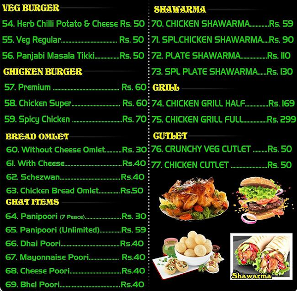 Subhodayas Cafe menu 