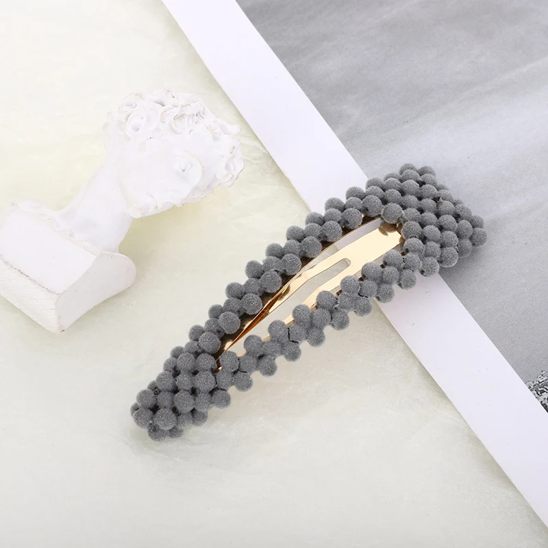 Cross-Border Fashion Fluff Barrettes Cute Color Flocking for a Trendy and Adorable Hairstyle