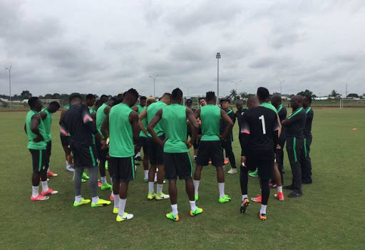 Nigeria's senior men's soccer team, the Super Eagles, during training in Uyo on Thursday 8 June 2017 ahead of their 2019 Afcon qualifier against rivals South Africa.