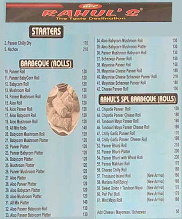 Rahul's Food Court menu 