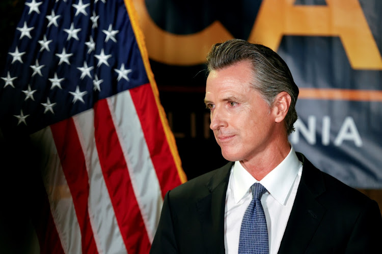 California governor Gavin Newsom makes an appearance after the polls close on the recall election, at the California Democratic Party headquarters in Sacramento, California, the US, September 14 2021. Picture: REUTERS/FRED GREAVES