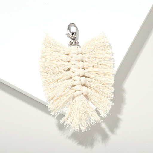 Title 2, Cotton Rope Hand-woven Leaf Key Pendant. A uniq...