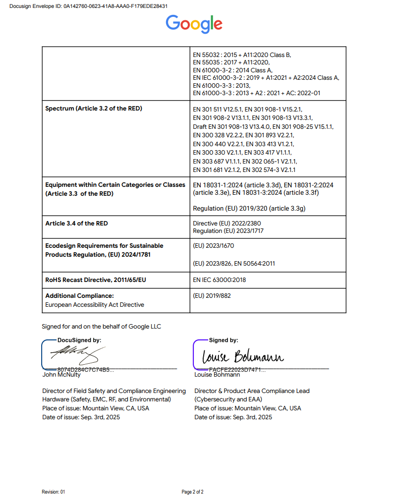 EU Declaration of Conformity page 2