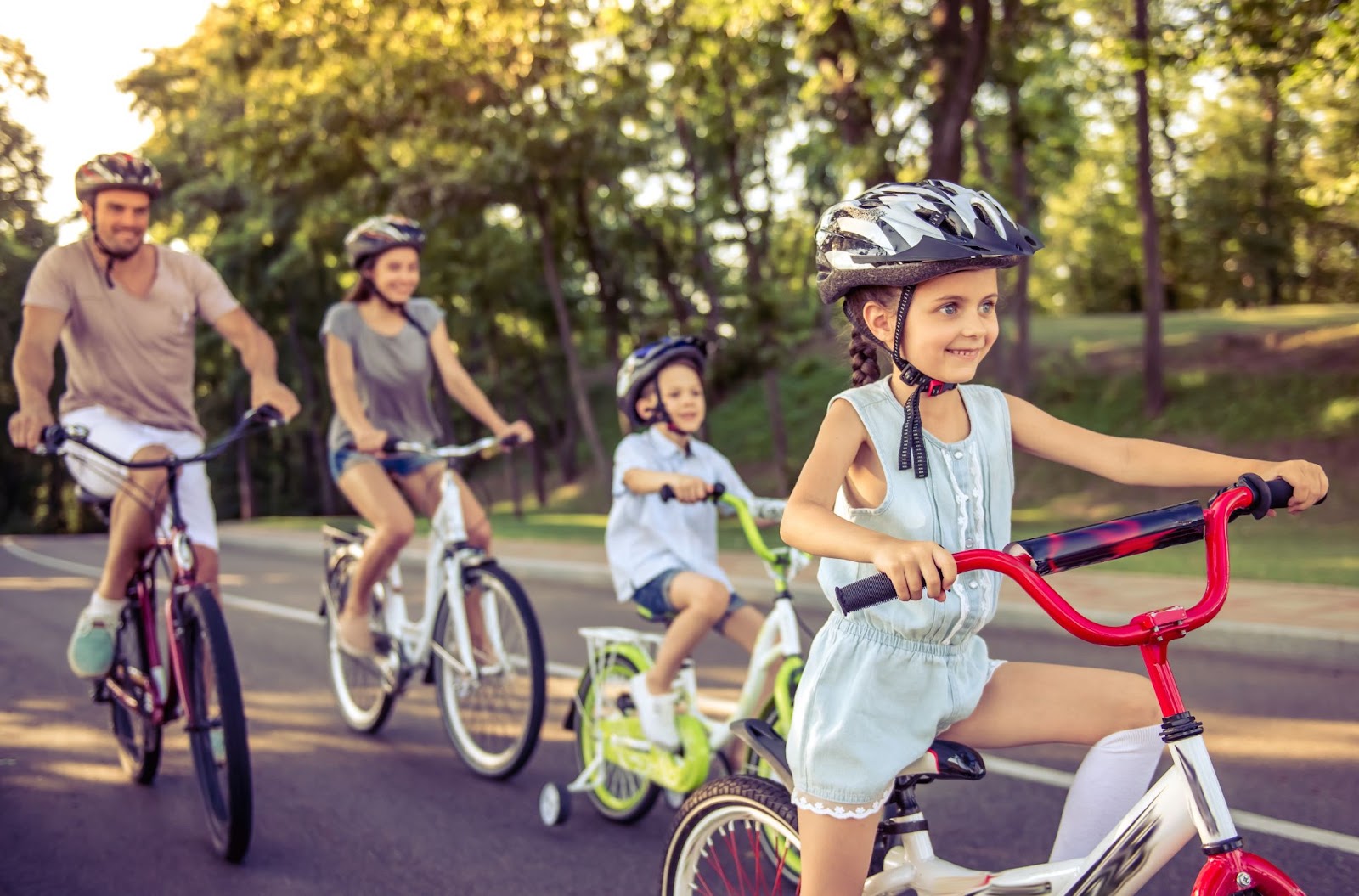 family biking