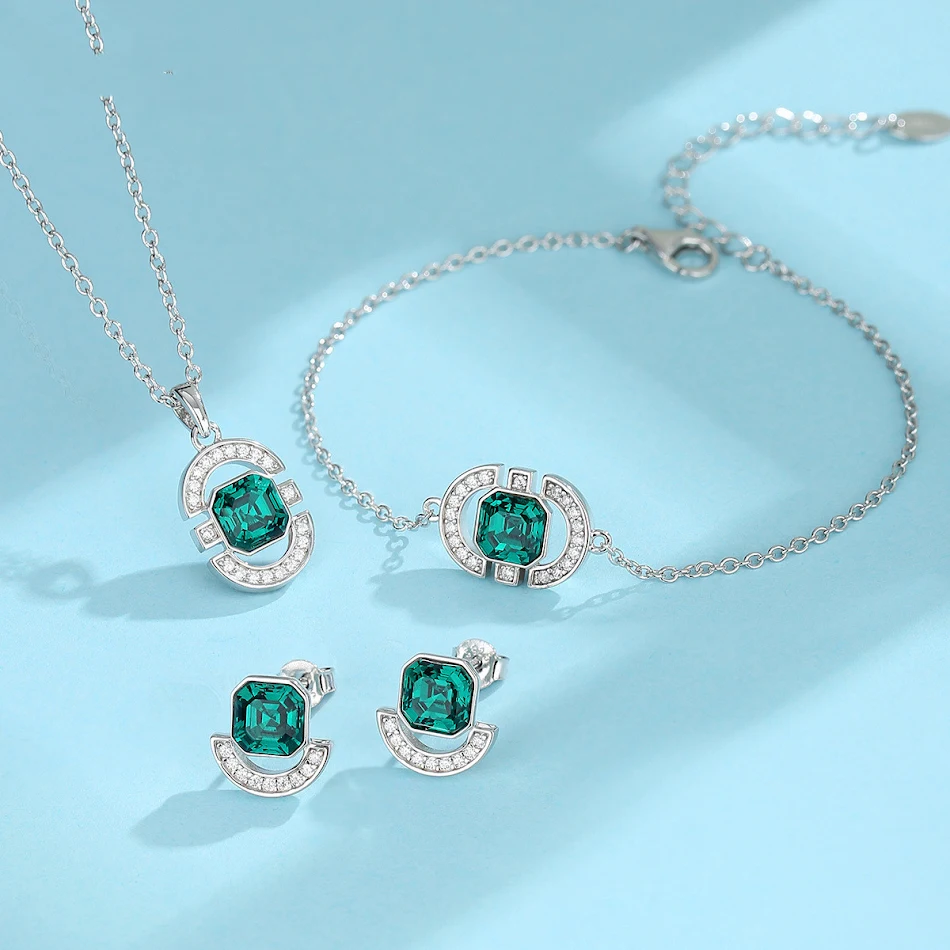 Ensemble de Bijoux Carrés en Argent Sterling S925 Collier Élégant pour Femmes Idéal pour Offrir et Parfait pour Toutes les Occasions et Styles
