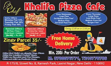 Khalifa Pizza Cafe menu 