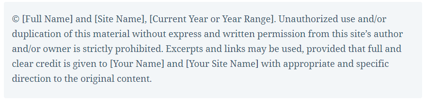 Wordpress copyright template