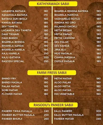 Rasodu Restaurant menu 