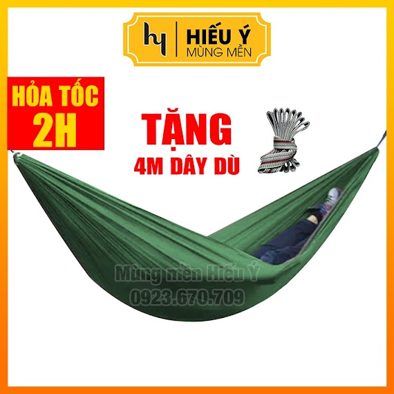 [Mã Life1511A Giảm 10% Đơn 50K] [Tặng 4M Dây] Võng Dù Siêu Nhẹ & Bền Dài 2M - Ảnh Thật | Mùng Mền Hiếu Ý