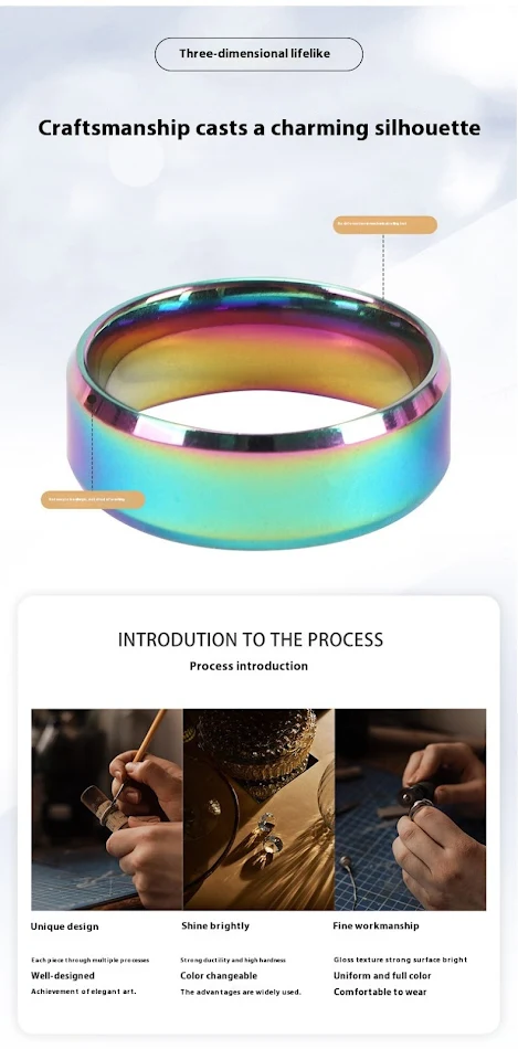 Personalisierter Bevel Bright Titan Stahlring Einzigartiger Schmuck für Ihn und Sie Graviertes Geschenk Ehering Individuell