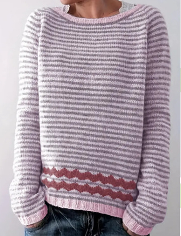 Title 2, Round Neck Color Contrast Loose Fashion Pullover
