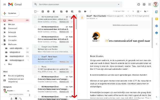 GMail Infinite Scroll chrome extension