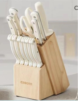 Title 2, White Handle Steel Head Chefs Knife with Woode...