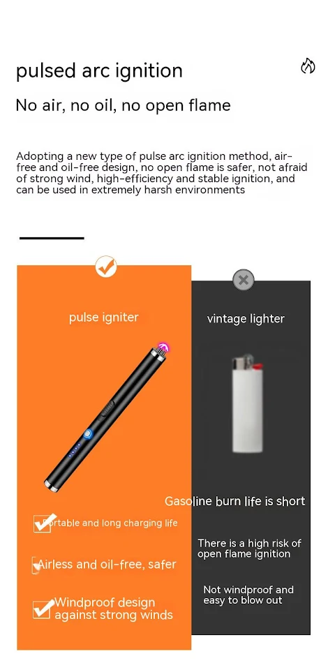 Sterke windbestendige aansteker voor gasfornuizen met dubbele veiligheid. Veilig en snel aansteken van gasbranders.
