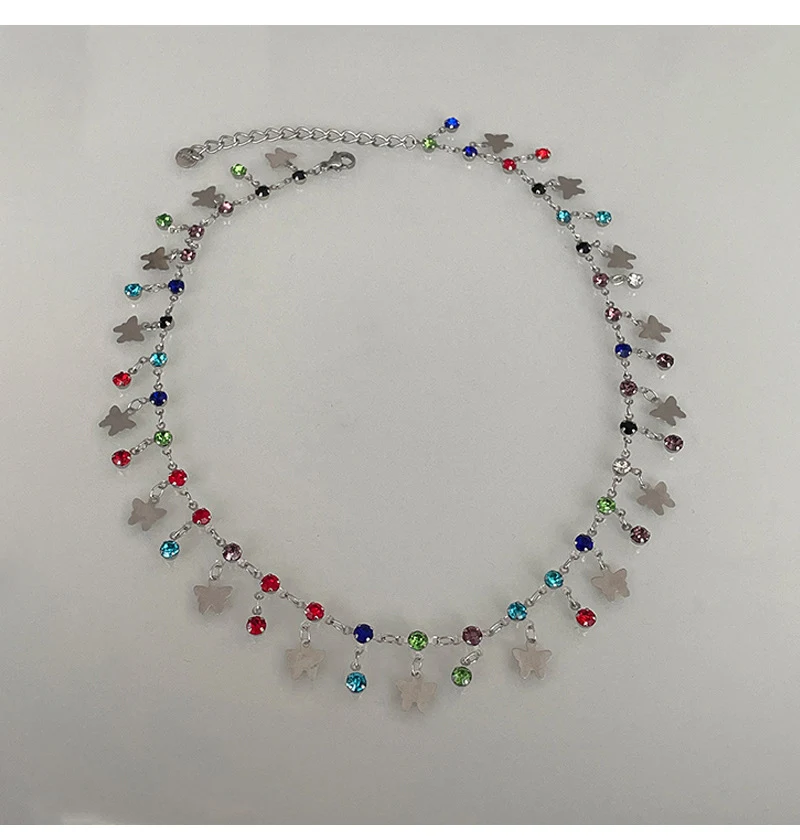 Title 3, Collier papillon cristaux colorés pour femmes D...