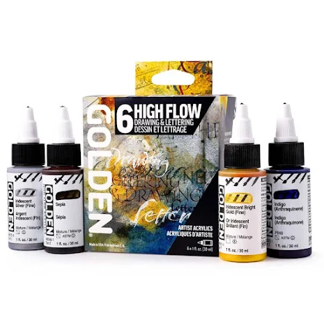 Golden HF Drawing and Lettering set 6x30ml