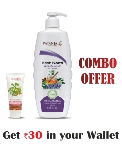 Patanjali Kesh Kanti Combo- Conditioner Protein 100 Ml+Hair Cleanser A. Dandruff 450 Ml- Rs 30 Off - 550 ml