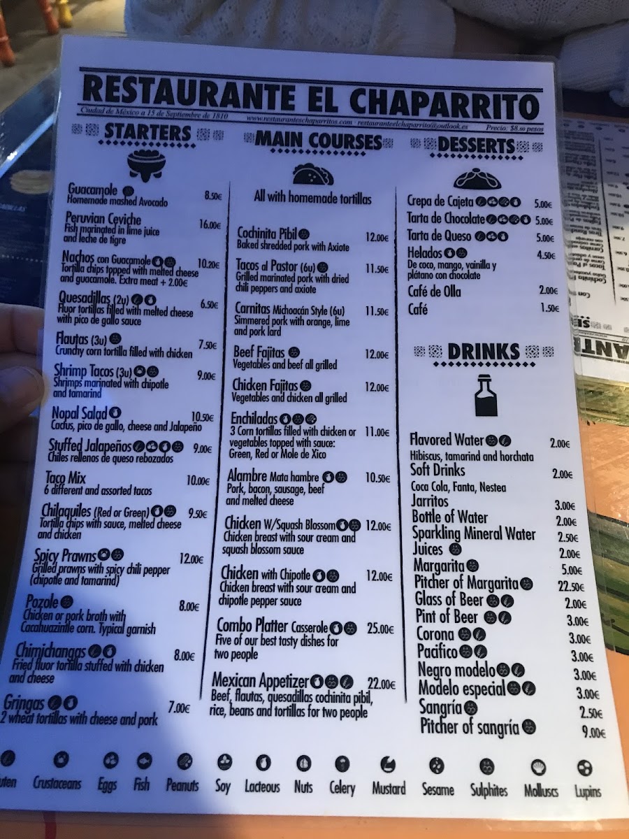 El Chaparrito gluten-free menu