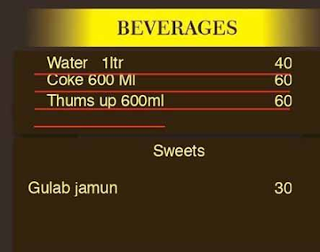 Urban Foods menu 