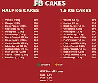 FB Cakes menu 1