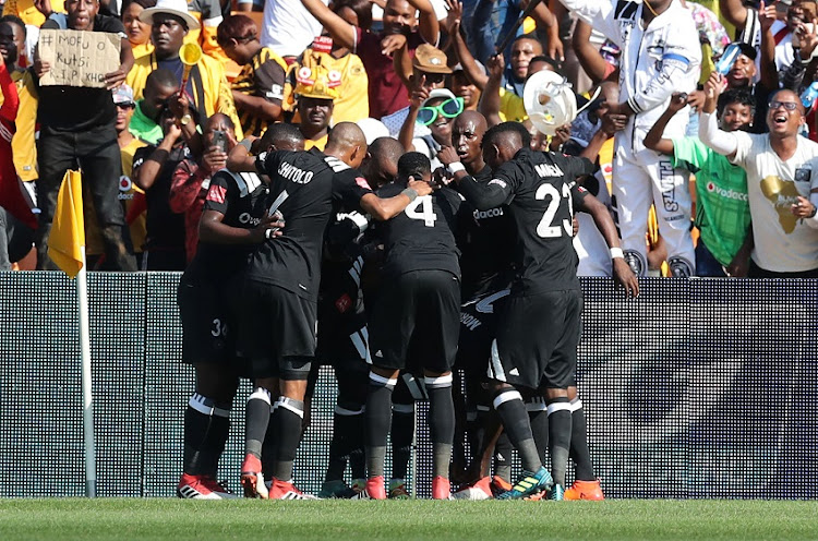 Thembinkosi Lorch of Orlando Pirates celebrates goal during the 2017/18 Absa Premiership football match between Orlando Pirates and Kaizer Chiefs at Soccer City, Soweto on 03 March 2018.