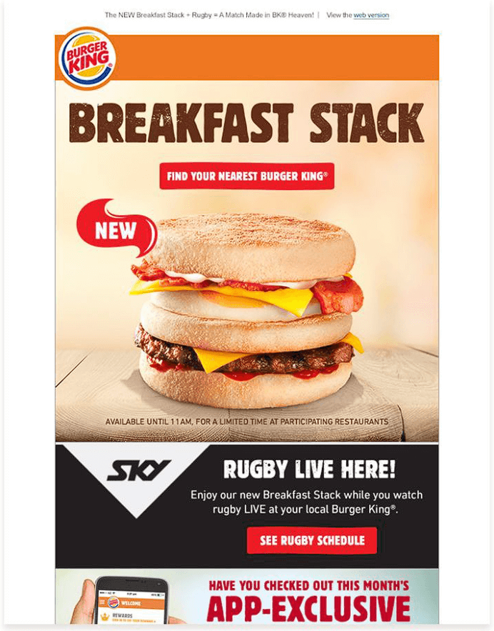 visual content-based email design by Burger King