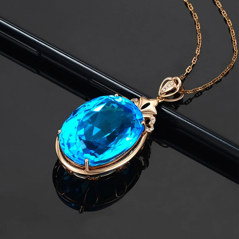 Collier Dove Egg Saphir Bijoux Femme Un collier féminin avec saphir, idéal comme cadeau, rehausse l'élégance et la beauté féminine.