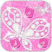 Pink Rose Keyboard Diamond Butterflies Theme 10001004 Icon