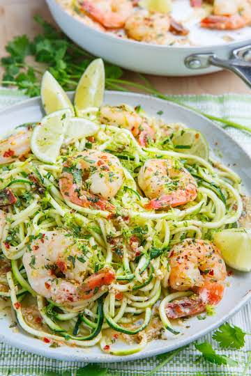 Cilantro Lime Shrimp Scampi with Zucchini Noodles Recipe