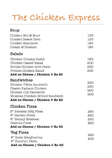 The Chicken Express menu 