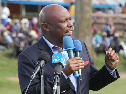 Baringo Senator Gideon Moi at Turesia area, Keiyo South on Sunday. /STEPHEN RUTTO