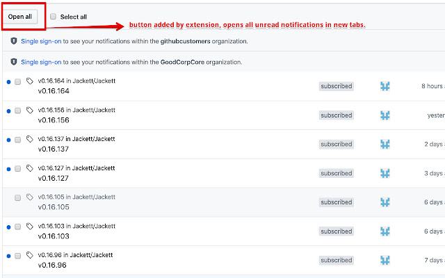 GitHub Open All Notifications