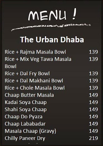 The Urban Dhaba menu 