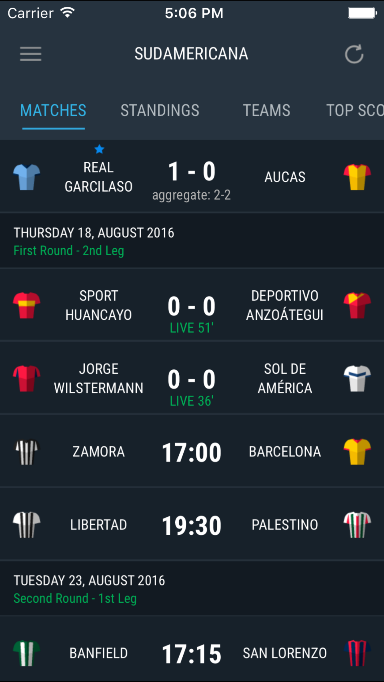 Android application Copa Sudamericana 2016 Live screenshort